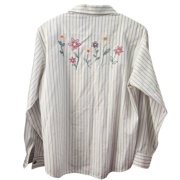 Koret Francisca Vintage Floral Embroidered Button Down Shirt S Retro 90s 80s Y2K - Picture 2 of 6